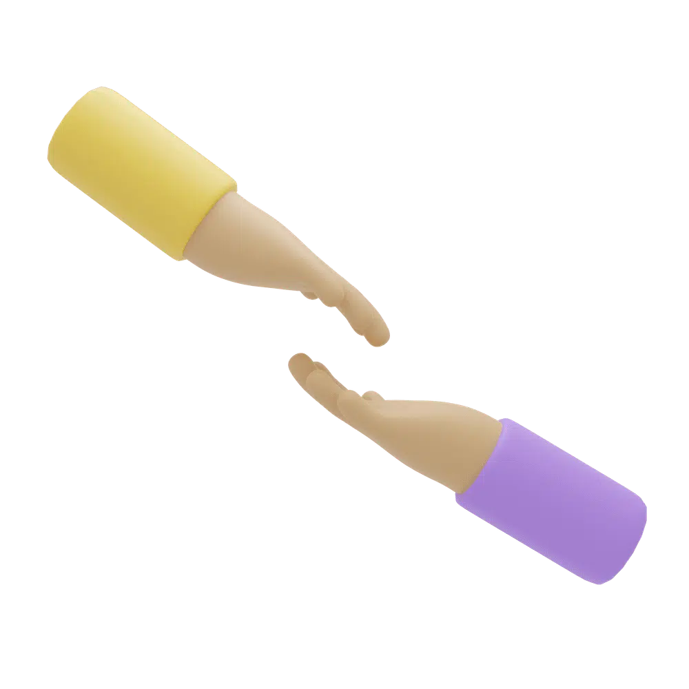 Icon of two hands meeting, symbolizing the meeting between the owner and the new family.