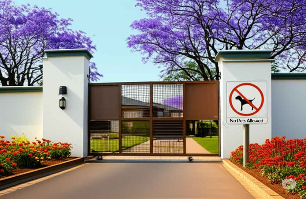 Ultimate Guide: Pet Policies in SA Sectional Titles 1 A 'No Pets Allowed' sign at a complex, illustrating the need to understand sectional title pet policies in South Africa.