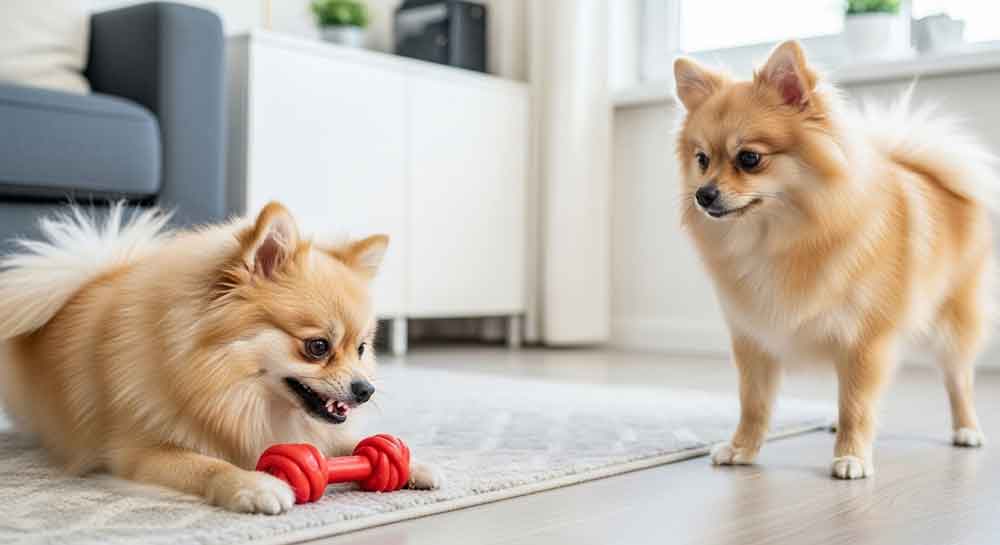 What is Littermate Syndrome in Dogs? A South African Guide 2 Two adult dogs showing sibling rivalry, a common sign of Littermate Syndrome in dogs.