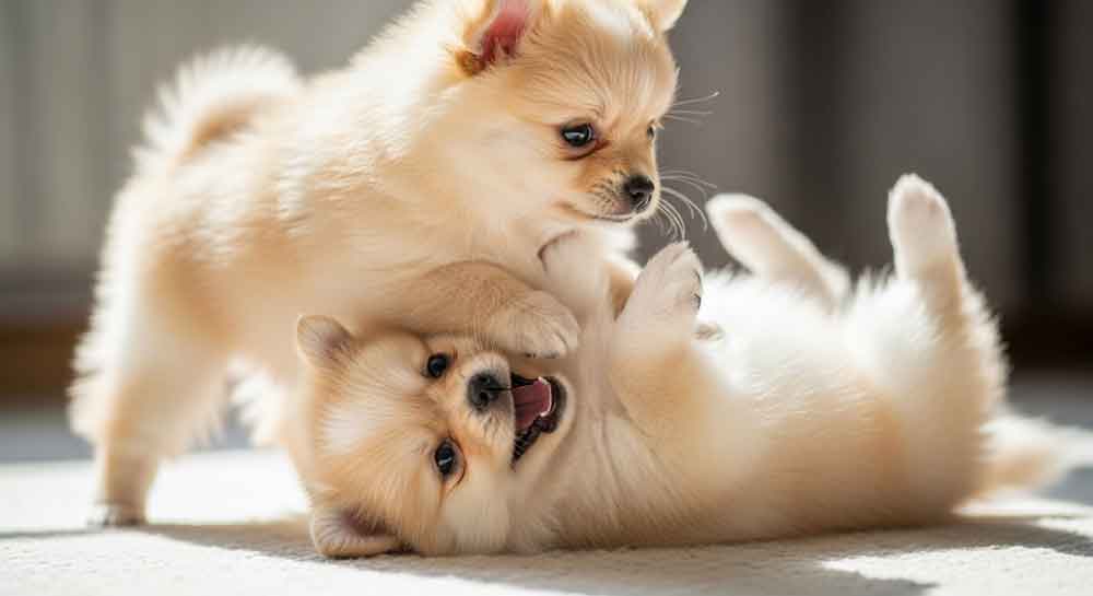 What is Littermate Syndrome in Dogs? A South African Guide 1 Two puppies playing, a situation that can sometimes lead to littermate syndrome in dogs