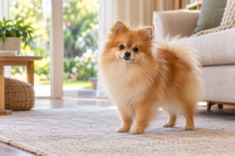 Rehome a Toy Pomeranian in South Africa 1 Pomeranian relaxing at home, illustrating our guide to rehome a Toy Pomeranian